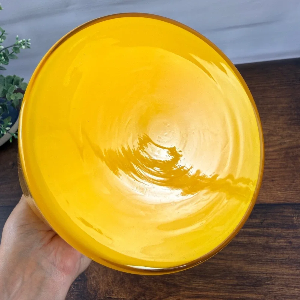 Holmegaard Otto Brauer Gulvvase Yellow Cased Glass Vase Denmark MCM 12 Inch